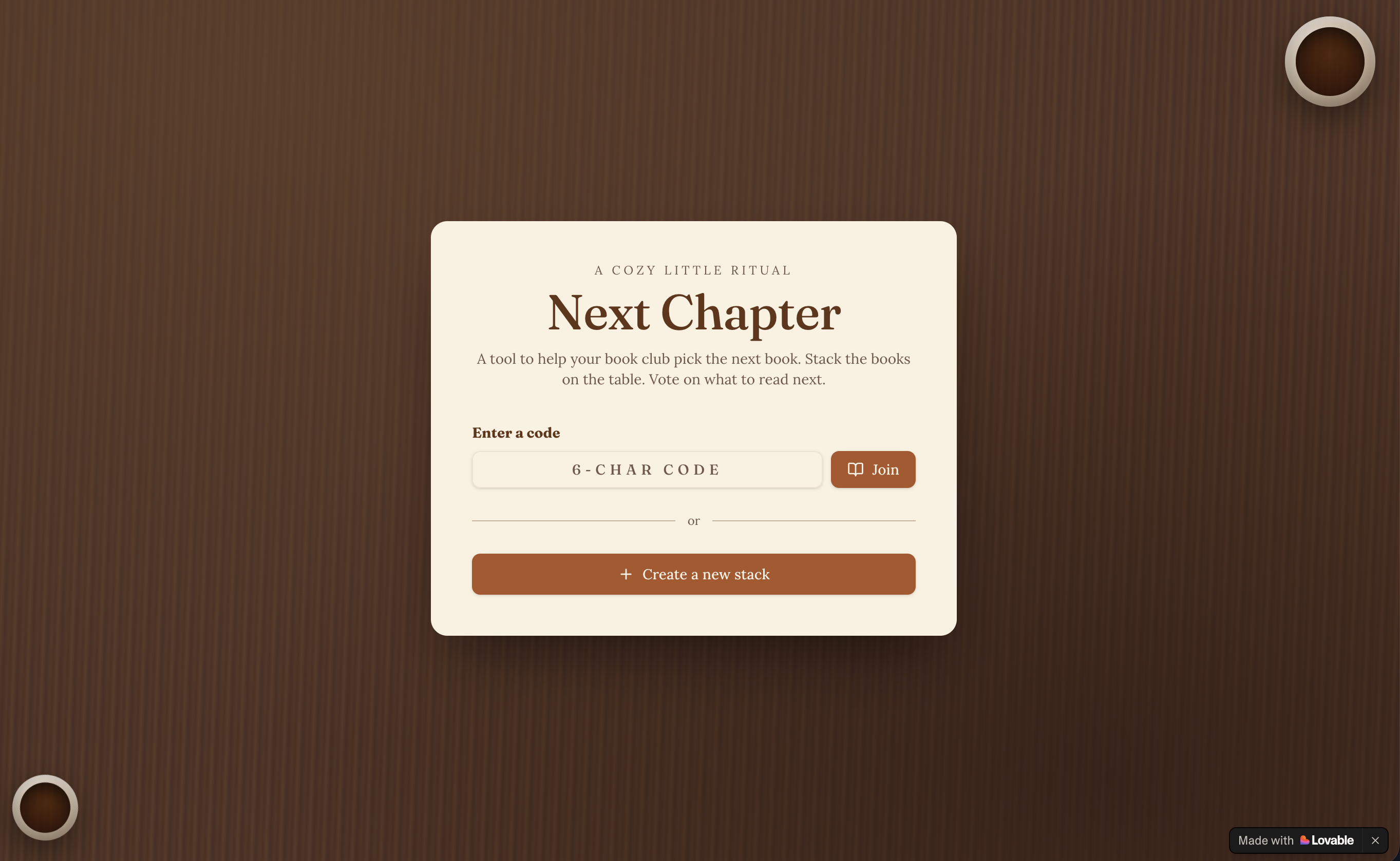 Screenshot of Next Chapter - Book Club Book Selector